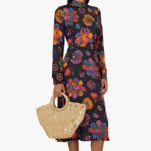 Farm Rio Lilys Garden Cutout Dress Midi Floral medium
